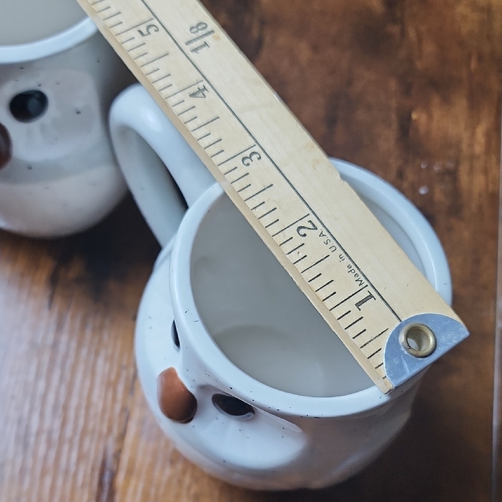 ECCOLO | Adorable Speckled‎ 3D Owl Ceramic Mugs Set of Two - Grey and Cream - Picture 7 of 7